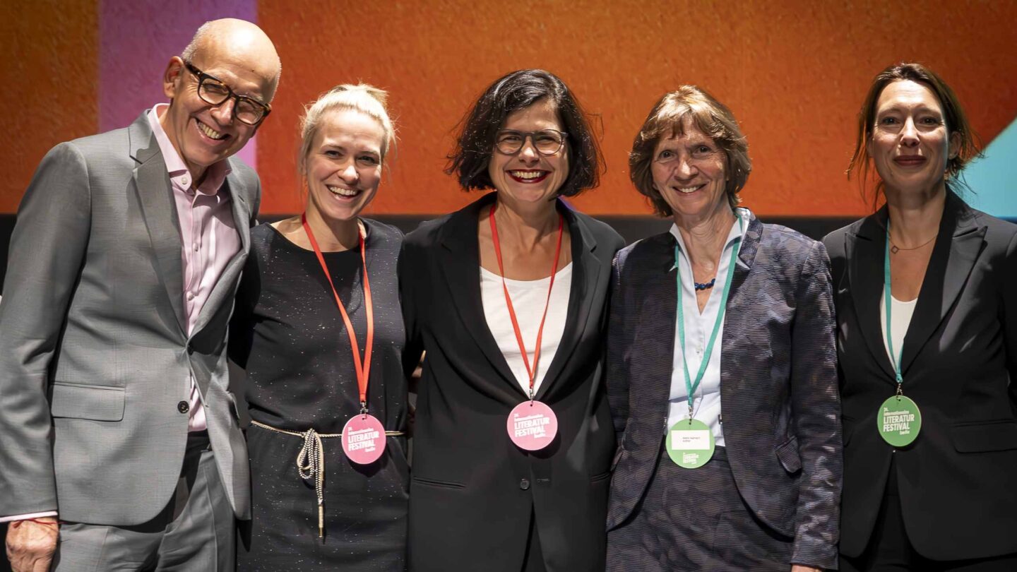 Heinz Bude, Nora Mengel, Lavinia Frey, Aleida Assmann, Natascha Freundel © internationales literaturfestival berlin, PWS e.V., Foto: Charlotte Kunstmann